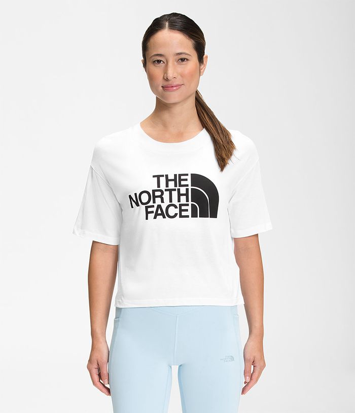 The North Face Short Sleeve Half Dome Cropped Womens T-Shirts White 290156-ASH